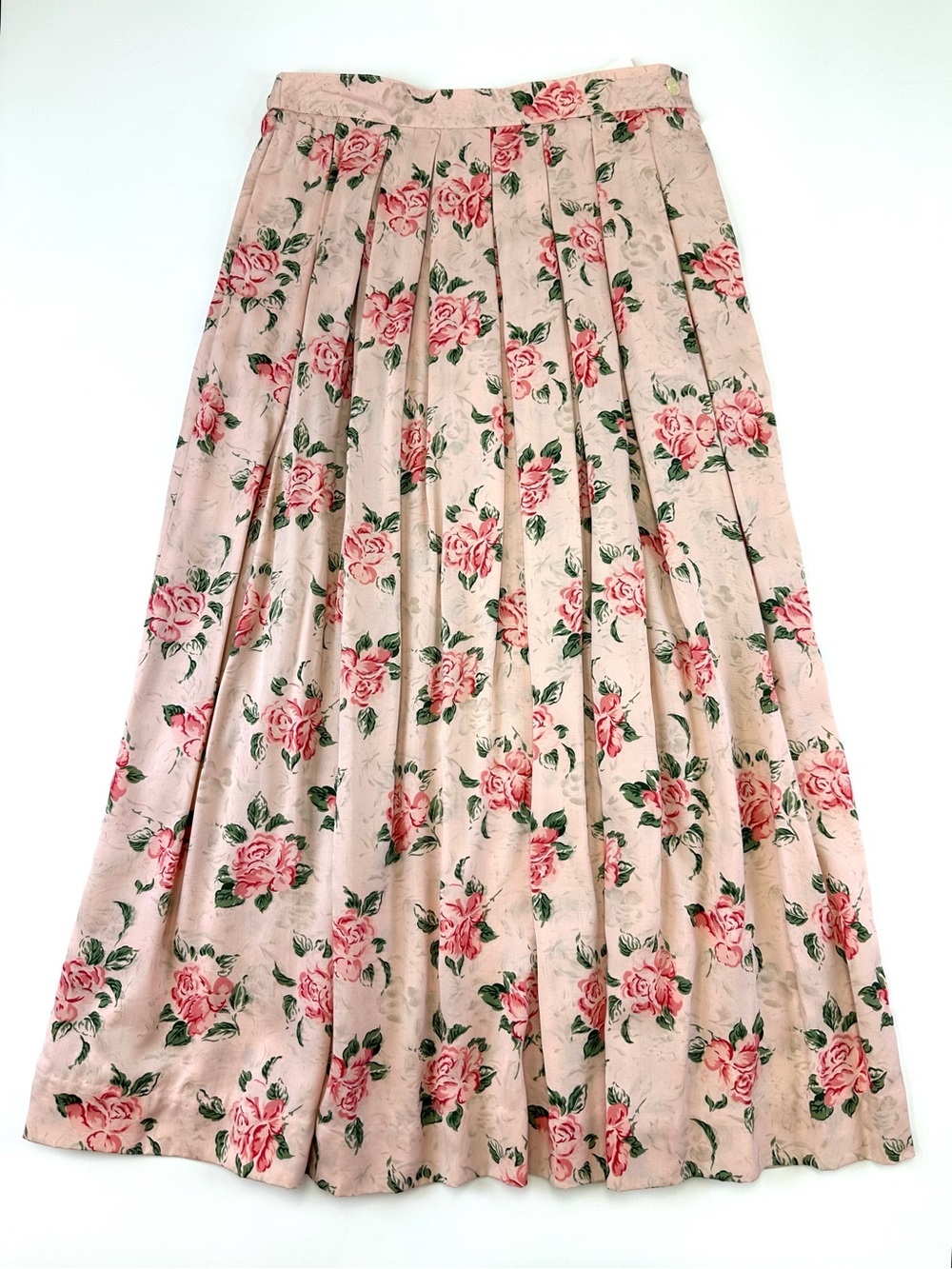 Cottagecore Vintage floral maxi skirt XS 90s Susan Bristol pink pleated Feminine